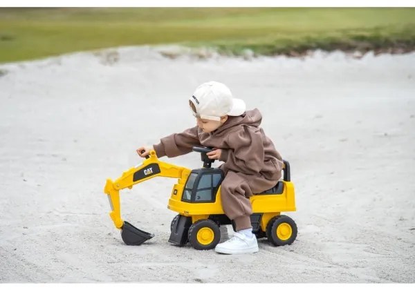 Excavator fără pedale pentru copii CAT galben/negru