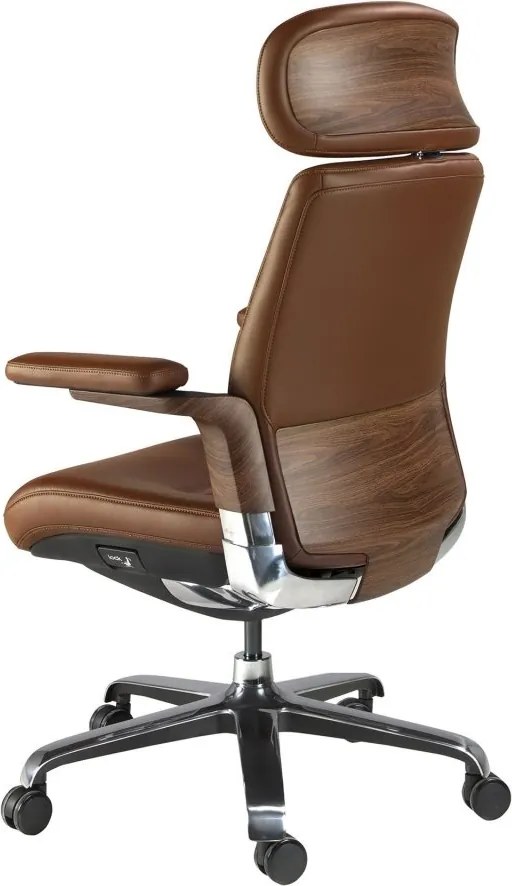 Scaun de birou modern piele sintetica si furnir de nuc Brown