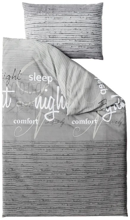 Lenjerie de pat din bumbac gri GREY DREAM Dimensiune lenjerie de pat: 70 x 90 cm | 140 x 200 cm