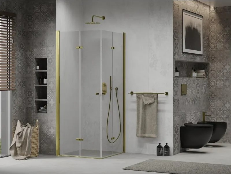 Mexen Lima Duo cabină de duș pliabilă 90 x 90 cm, transparent, auriu - 856-090-090-50-00-02
