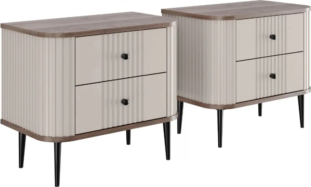 Set noptiere Vesper 56 cm - cașmir / nuc / picioare negre