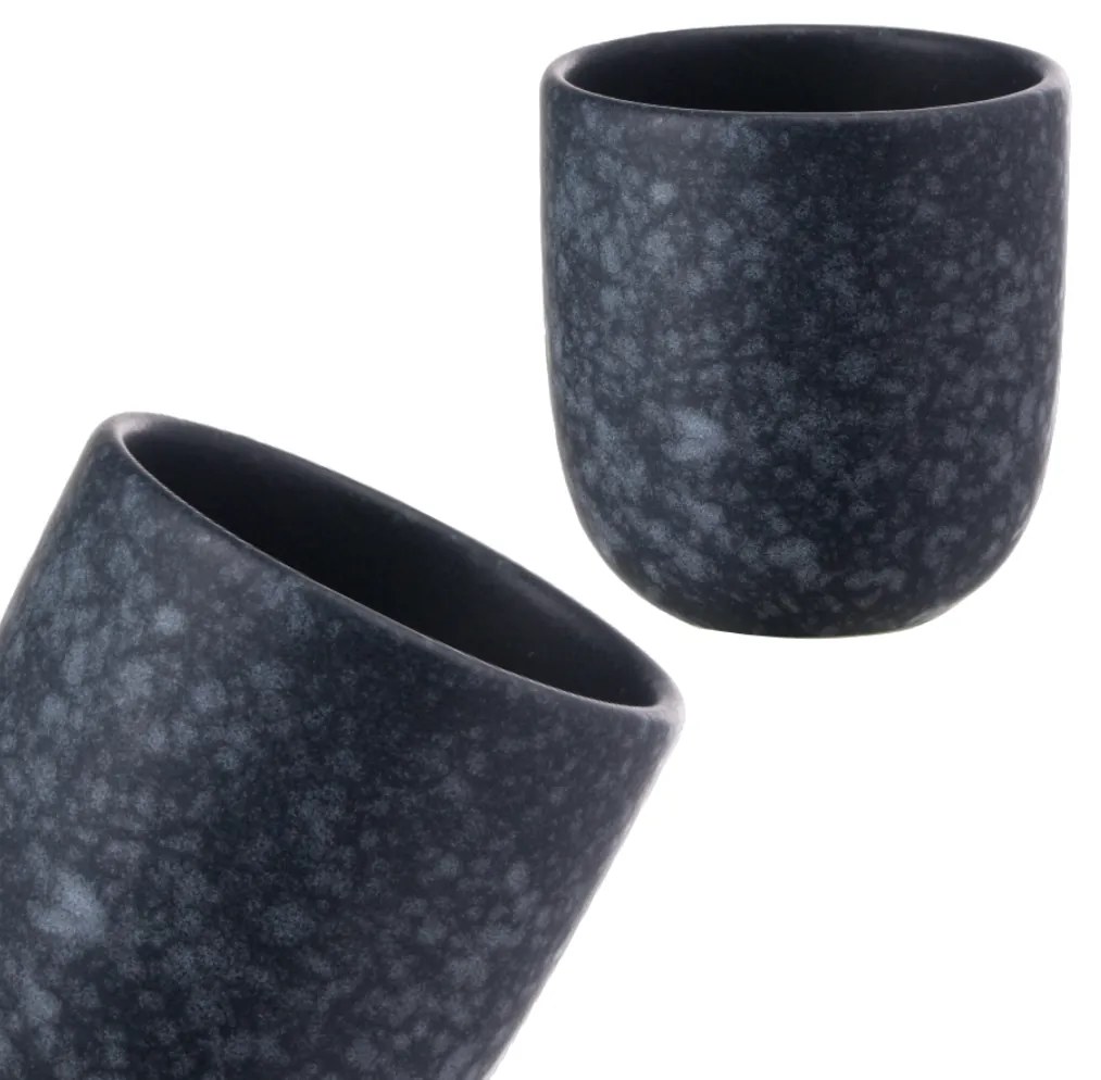 Set Cadou 4 Pahare Ceramica Novum (Granit-Negru, Mat, 150ml) Gresie Glazurata Manual