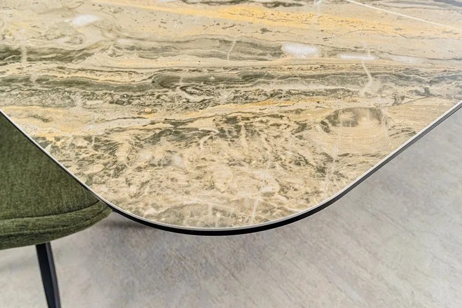 Masa extensibila ceramica bej taupe, furnir lemn de nuc ELEMENTS 180-260cm