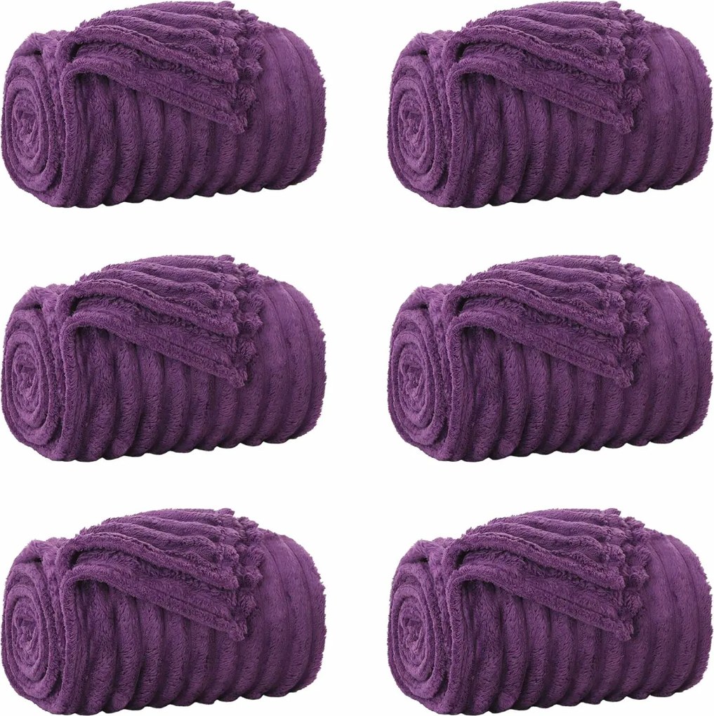 vidaXL Pături de aruncat 6 pcs Violet 150 x 130 cm Molton