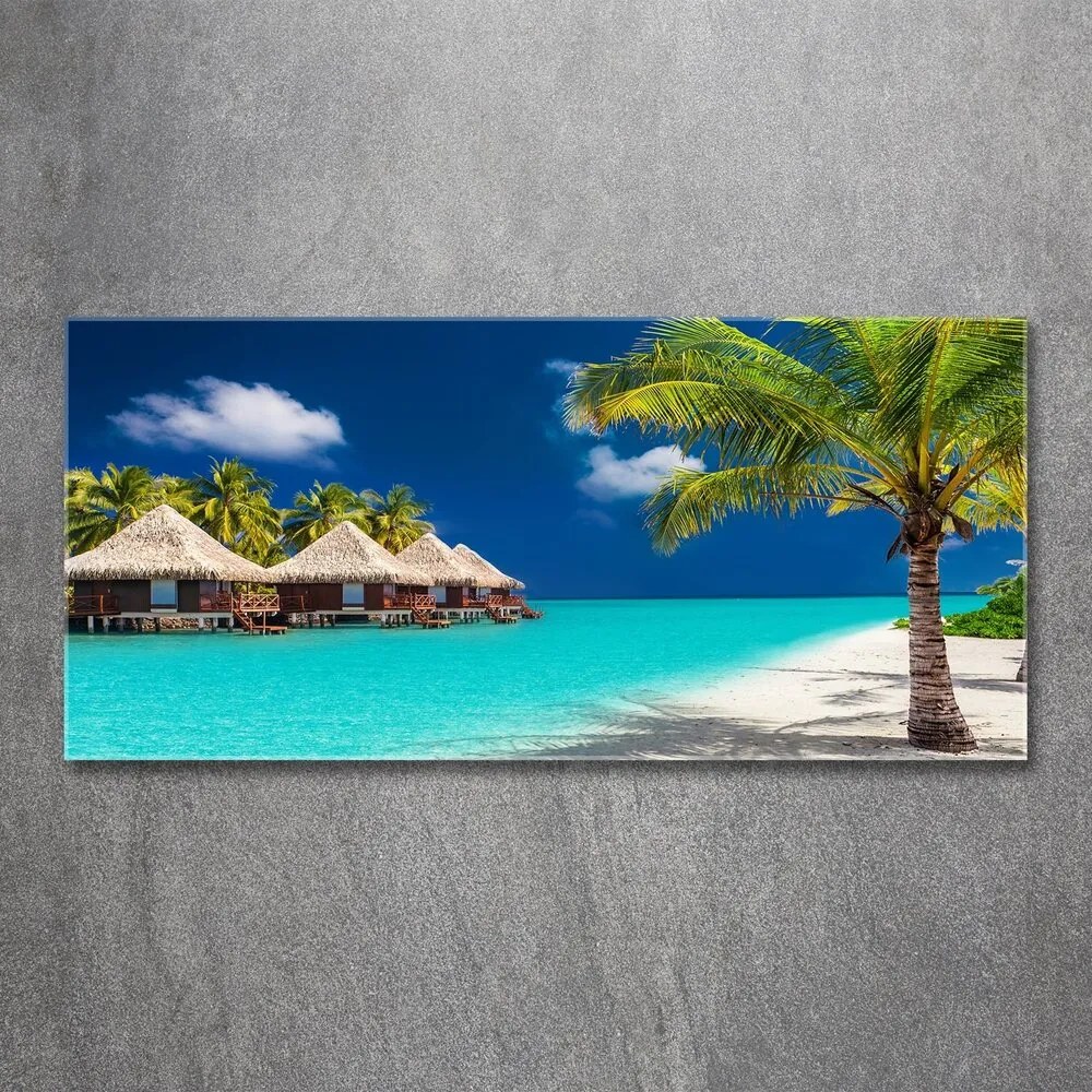 Tablou sticlă acrilică Bungalow-uri maldive