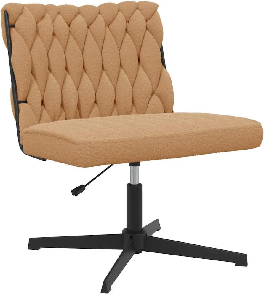 vidaXL Scaun de birou pivotant, țesătură bej ondulată ca lână