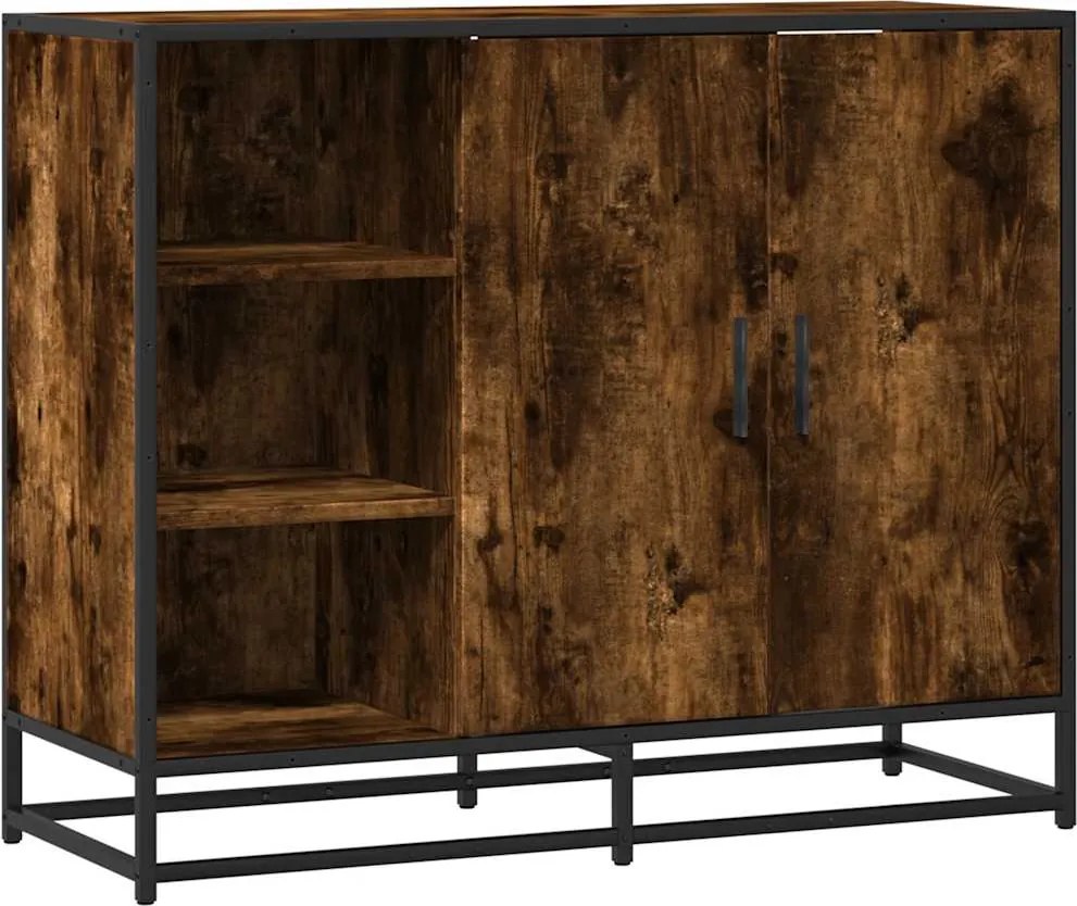 vidaXL Servantă, stejar fumuriu, 92x35x76 cm, lemn compozit