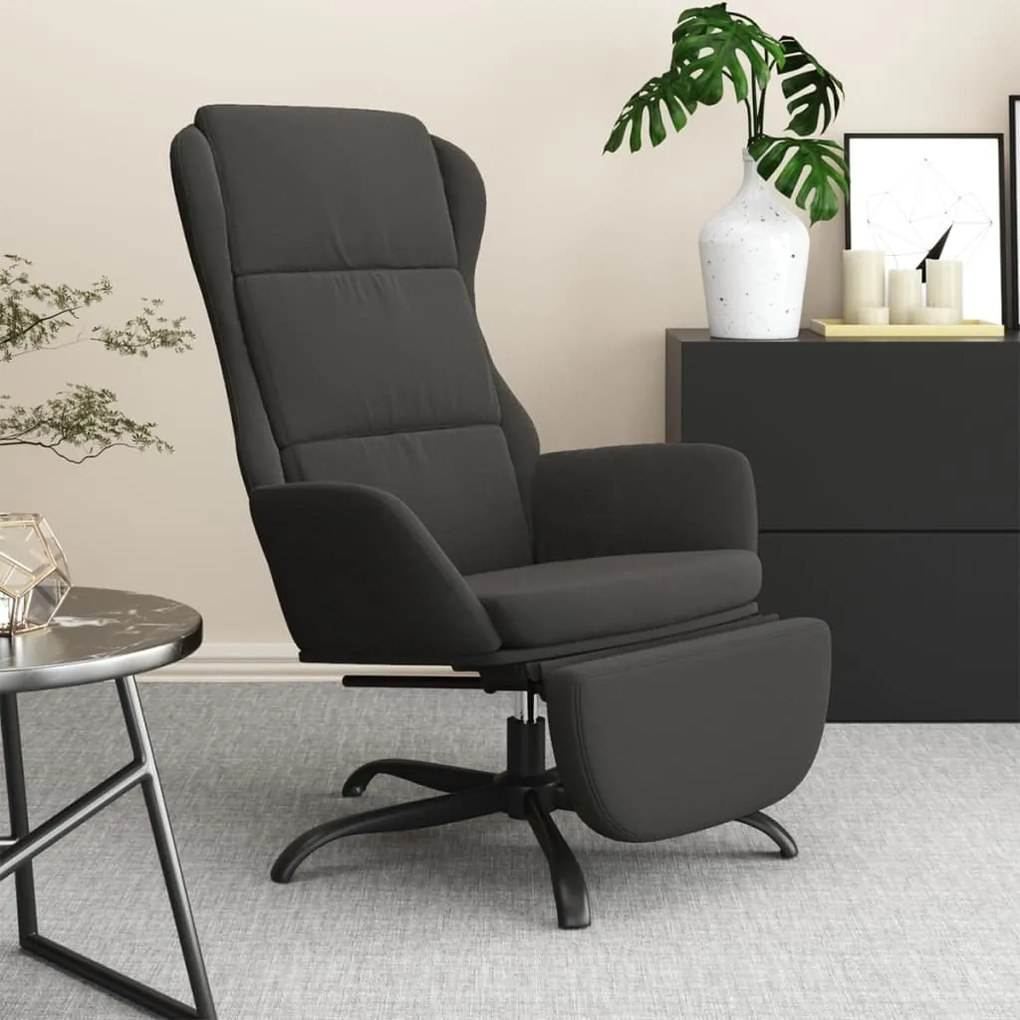 3097928 vidaXL Scaun de relaxare cu taburet, gri închis, microfibră