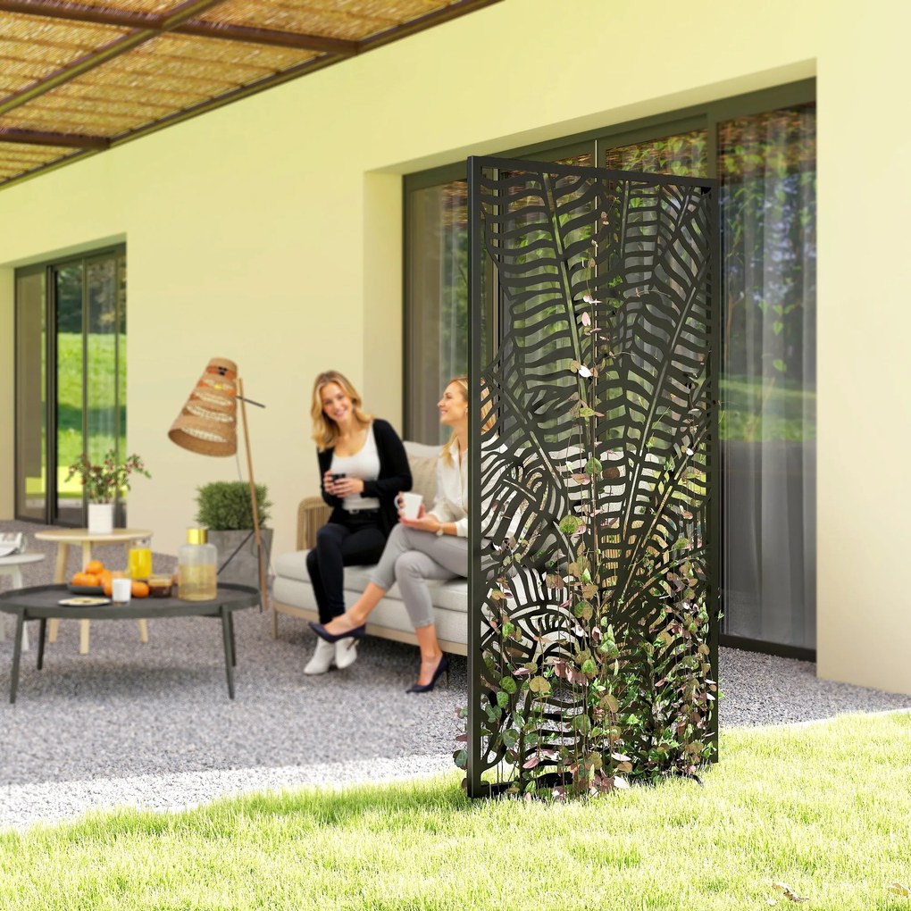 Outsunny Divizor de spațiu 65 x 130 cm, paravan independent sau suspendat, panou din metal, Negru | Aosom Romania