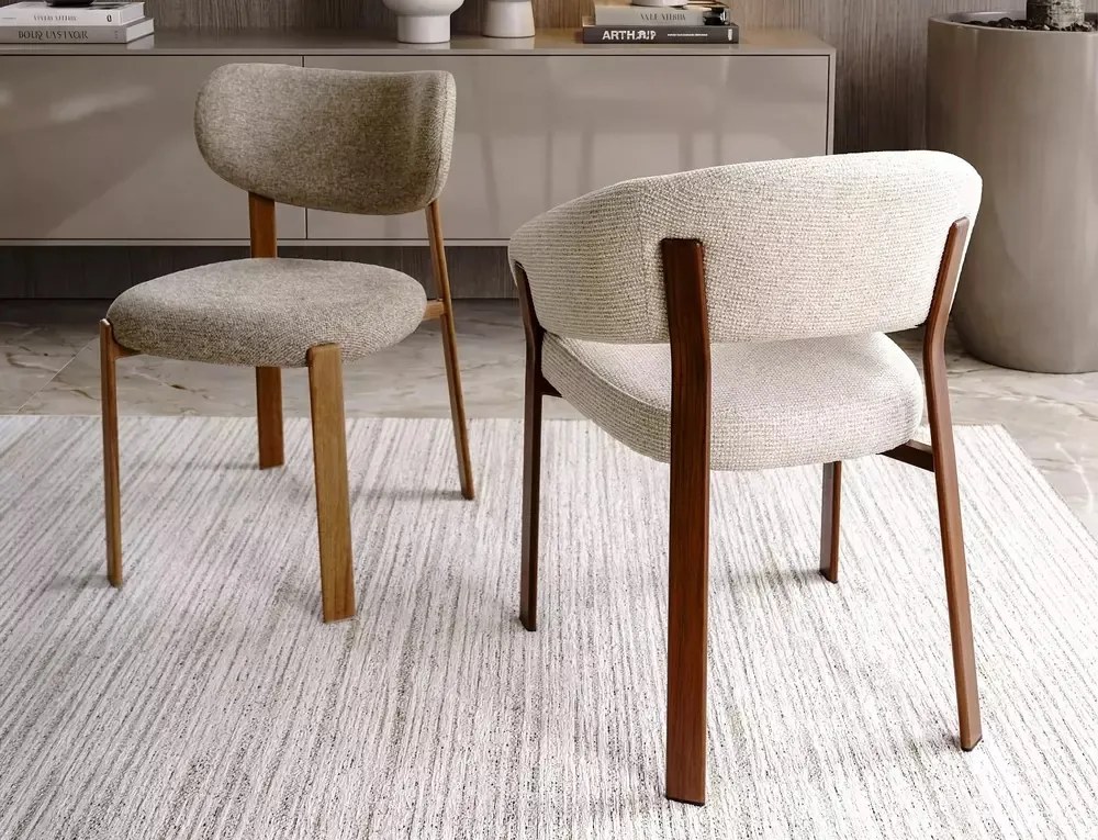 Scaun lemn tapitat Nagoja D 255 bej deschis/nuc- H79 cm