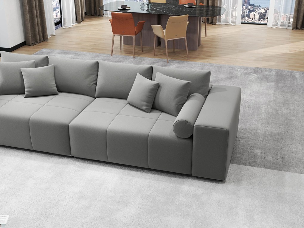 Canapea extensibilă dumonde cu ladă de depozitare si sezut confortabil din spuma high-density, Marbela Royal Gri XXL 295x100 cm