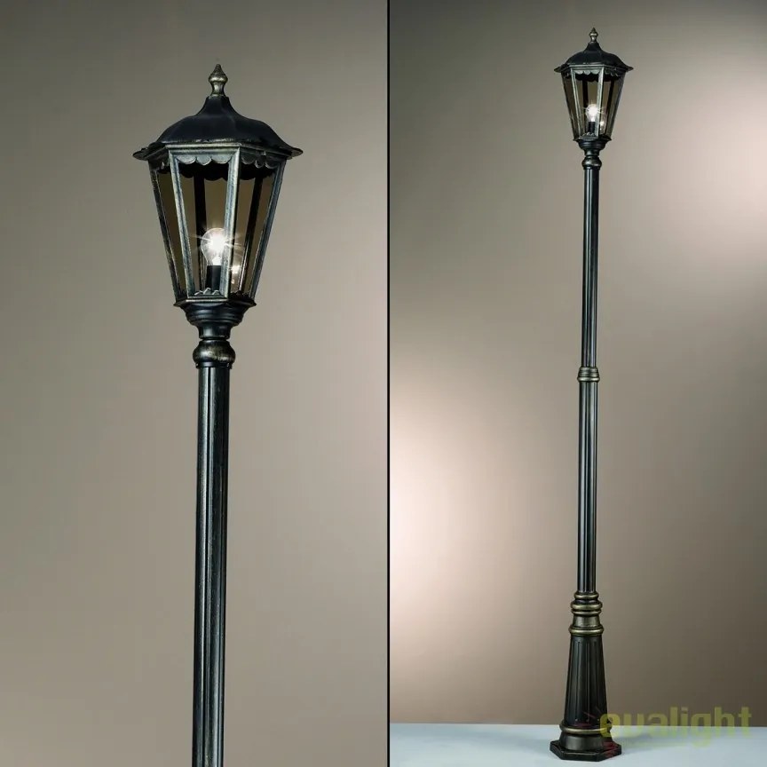 Stalp iluminat exterior stil clasic IP43 H195 Puchberg AL 11K/82506 schwarz-gold/rauch OR