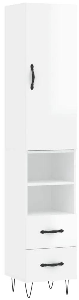 3198947 vidaXL Dulap înalt, alb extralucios, 34,5x34x180 cm, lemn prelucrat