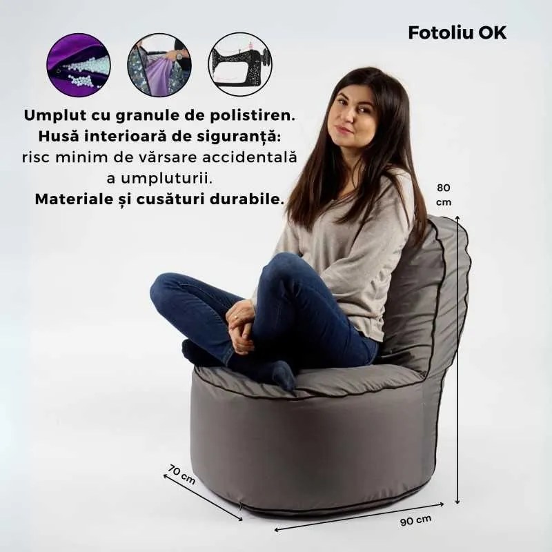 Fotoliu OK, Material impermeabil - Grey