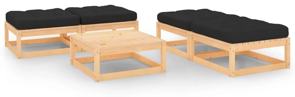 3083725 vidaXL Set mobilier de grădină cu perne, 5 piese, lemn masiv de pin