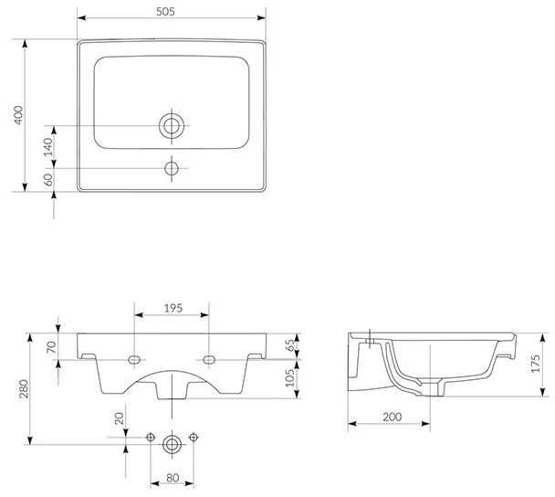 Lavoar pentru mobilier,Cersanit, Crea, 50 cm, alb