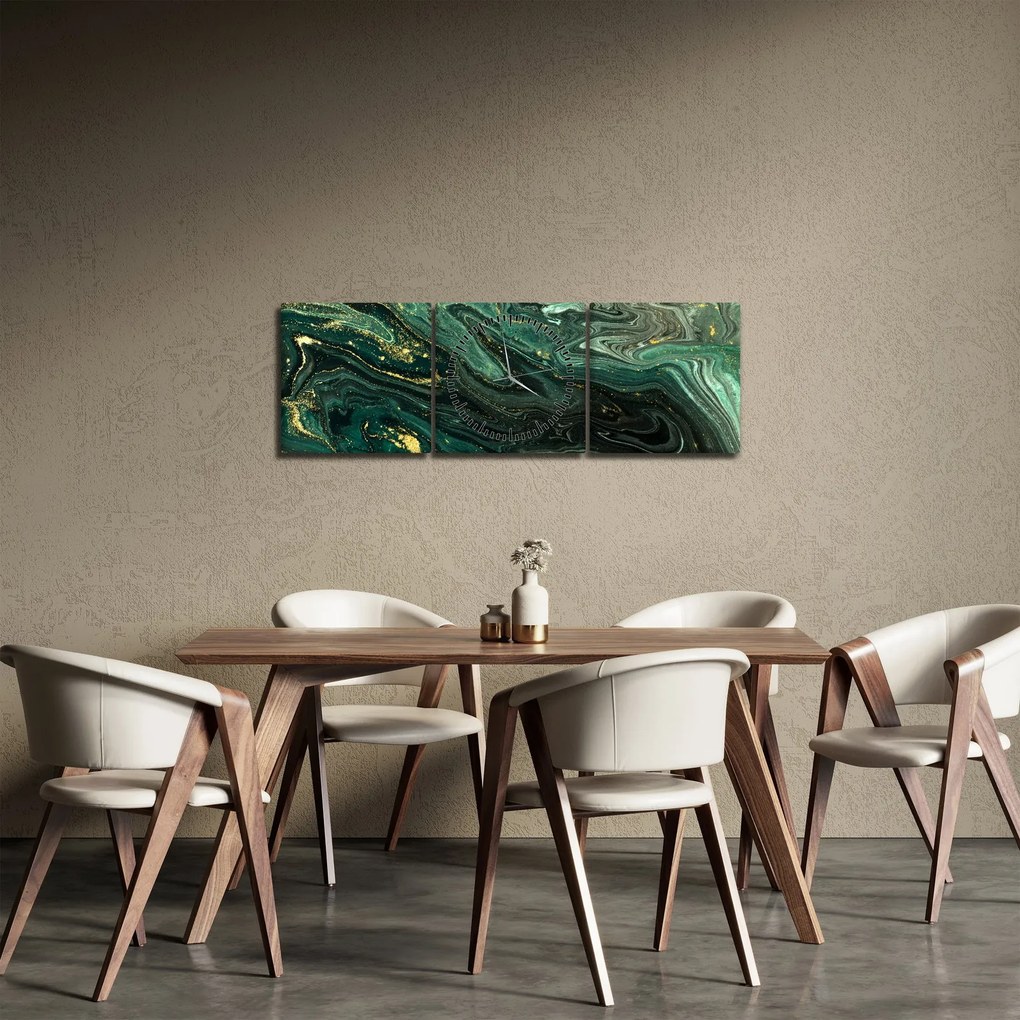 Tablou - Marmură verde (cu ceas) (90x30 cm)