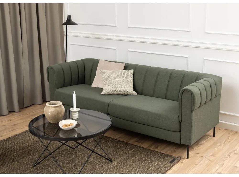 Măsuță de cafea neagră cu blat din sticlă ø 80 cm Cuxton – Actona