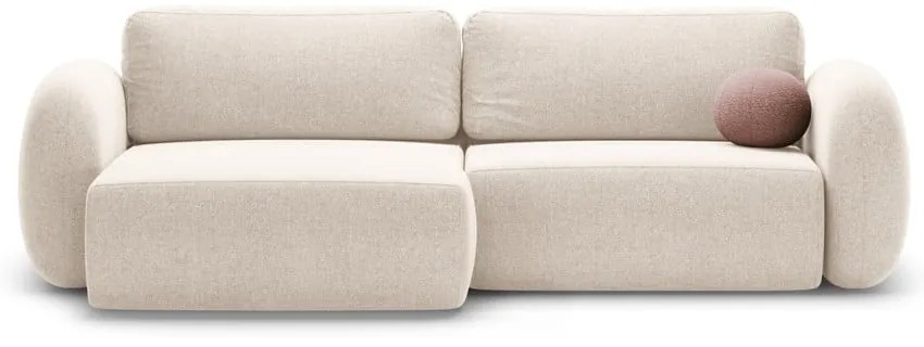 Colțar crem extensibil/cu spațiu de depozitare cu tapițerie din chenille Tonale – Cosmopolitan Design