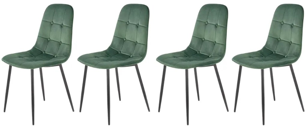Set 4 scaune K417 velvet verde