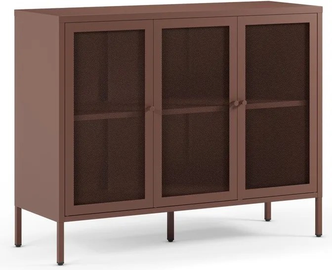 Comodă burgundy din metal 121x90x40 cm Fayna – Marckeric