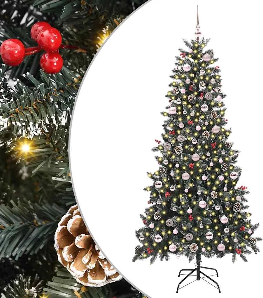 vidaXL Brad de Crăciun artificial Verde 240 cm PVC și Plastic și Oțel