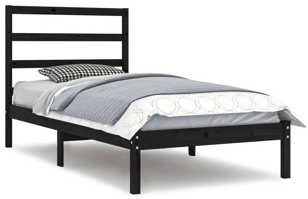 3104927 vidaXL Cadru de pat, 100x200 cm, negru, lemn masiv de pin