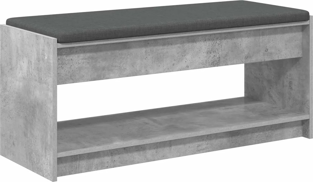 vidaXL Bancă pentru hol cu pernă cu raft Gri Beton 103 x 38 x 45 cm