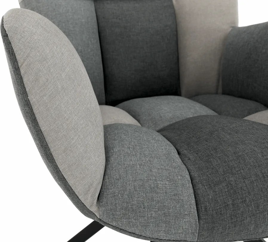 Fotoliu de design rotativ, patchwork/negru, KOMODO