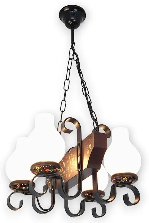 Candelabru rustic fabricat manual din lemn pictat 4 brate Vela