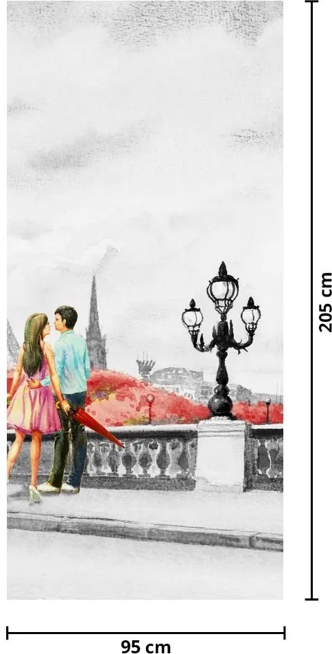 Fototapet pentru ușă - Îndrăgostiții în Paris (95x205cm)