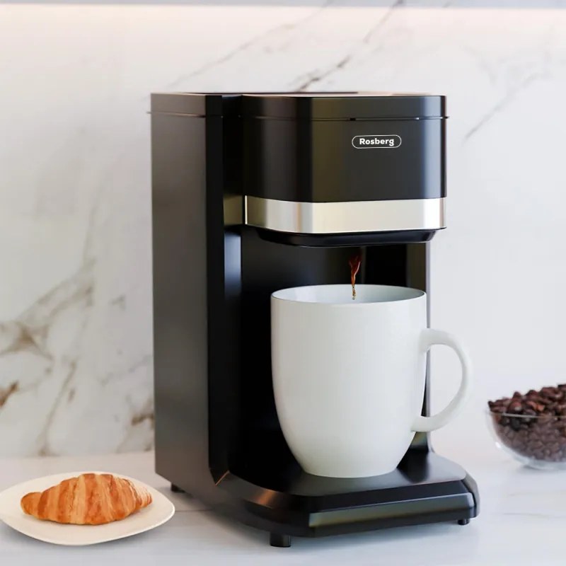 Resigilat: Cafetiera Rosberg R51170D, 350W, 150 ml, Cana, Oprire automata, Negru