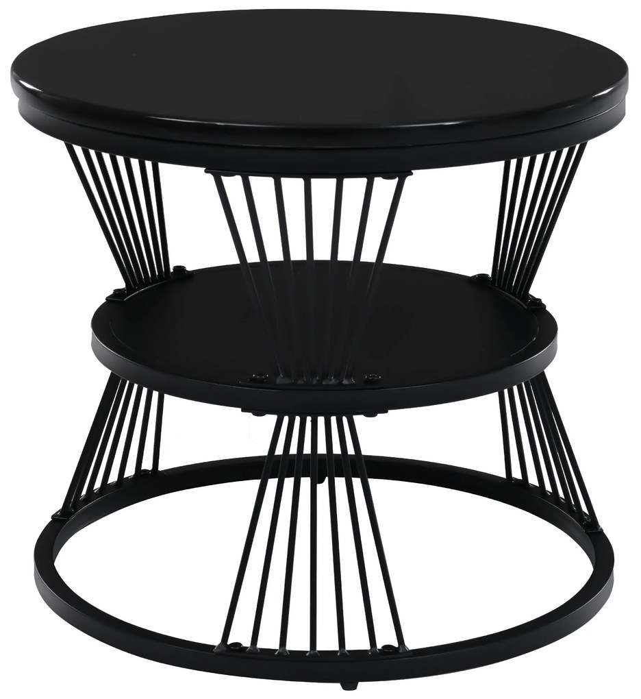 Set 2 Mese de Cafea Moderne cu Îmbinare, Negru+Alb | Aosom Romania