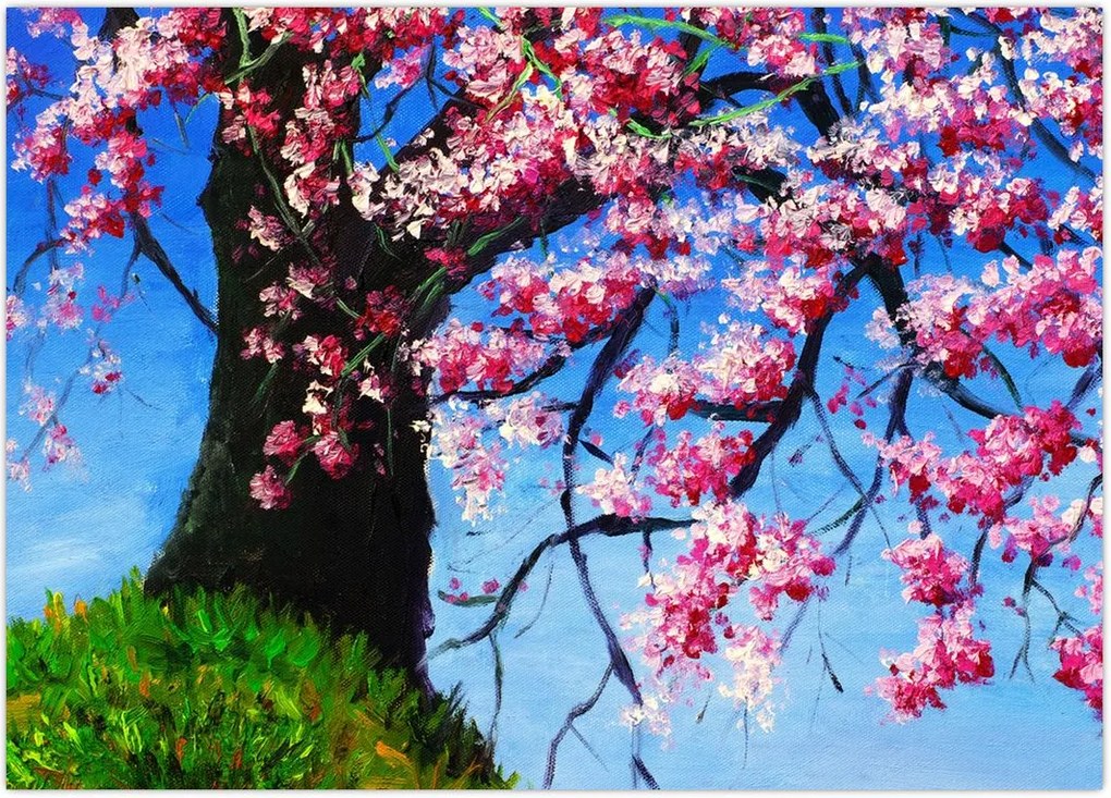 Tablou - Cireș înflorit - pictură (70x50 cm)