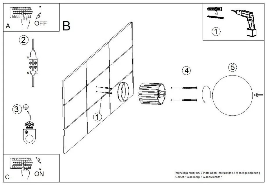 Aplică de perete albastru-închis Orbital – Sollux