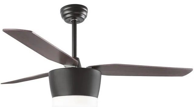 Lustra LED cu ventilator si telecomanda design modern Monsoon stejar