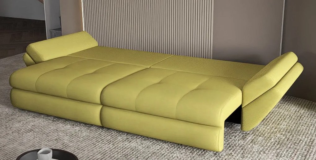 Canapea extensibilă dumonde cu ladă de depozitare si sezut confortabil din spuma high-density, Loana Enjoy Verde 300x100 cm