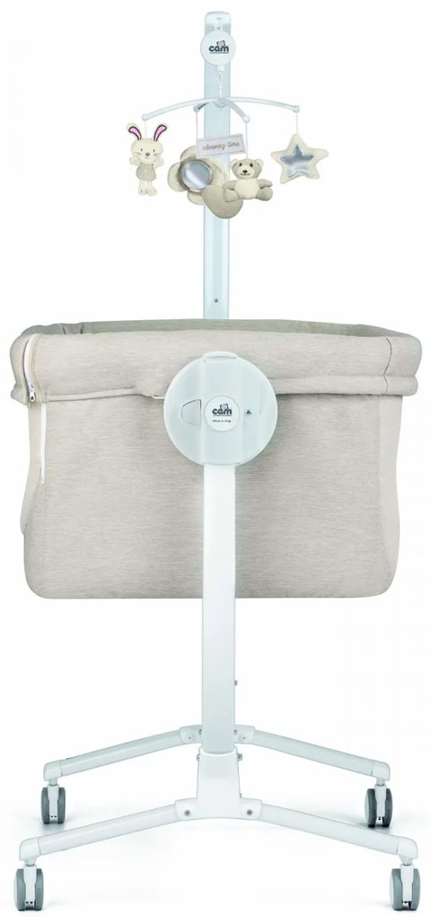 Patut cu leganare, Cullami, co-sleeper 2 in 1, Cu laterala culisanta, Cu setare unghiulara, Cu roti, Reglabil in 8 pozitii pe inaltime, Gri deschis
