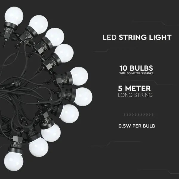 Șir LED exterior STRING 5m 10xLED/0,5W/230V IP44 3000K