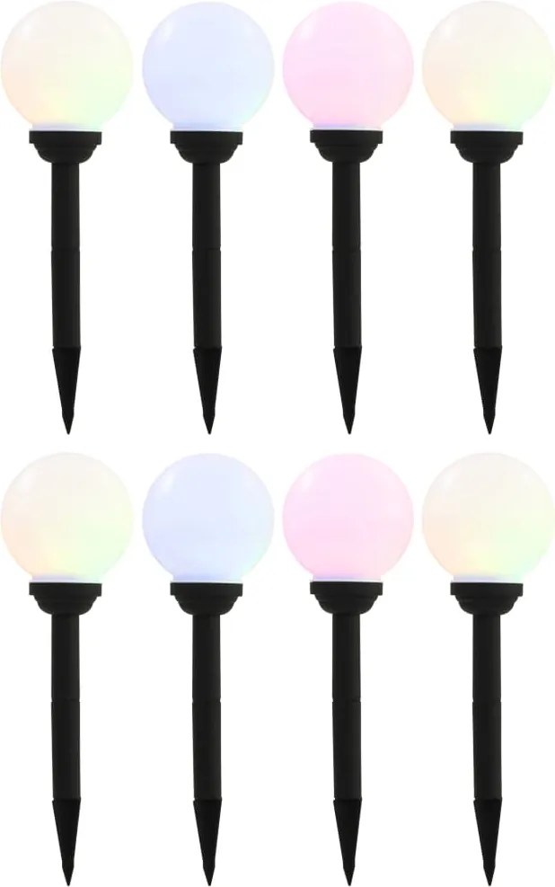 vidaXL Lămpi solare de exterior cu LED, 8 buc., 15 cm, RGB, sferic