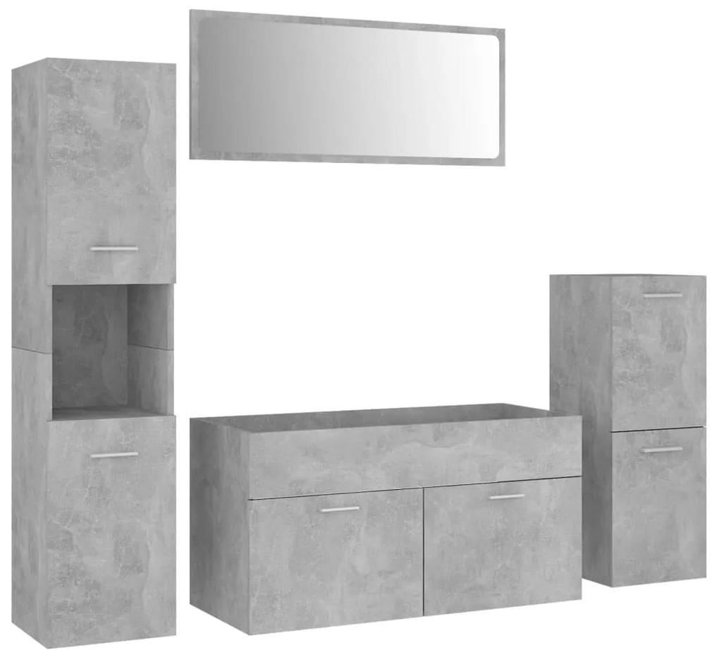 3070932 vidaXL Set mobilier de baie, gri beton, lemn prelucrat