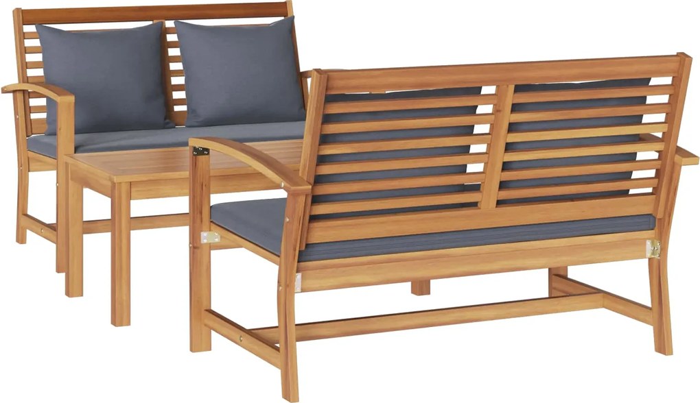 vidaXL Set de canapele pentru grădină 3 pcs natural Lemn solid de tec