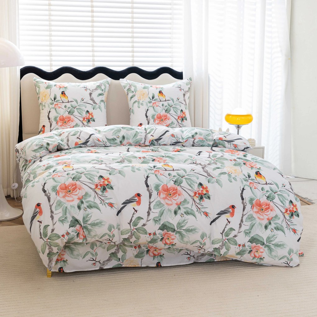 Lenjerie de pat din microfibra ORANGE FLOWERS alba Dimensiune lenjerie de pat: 2 buc 70 x 80 cm | 160 x 200 cm