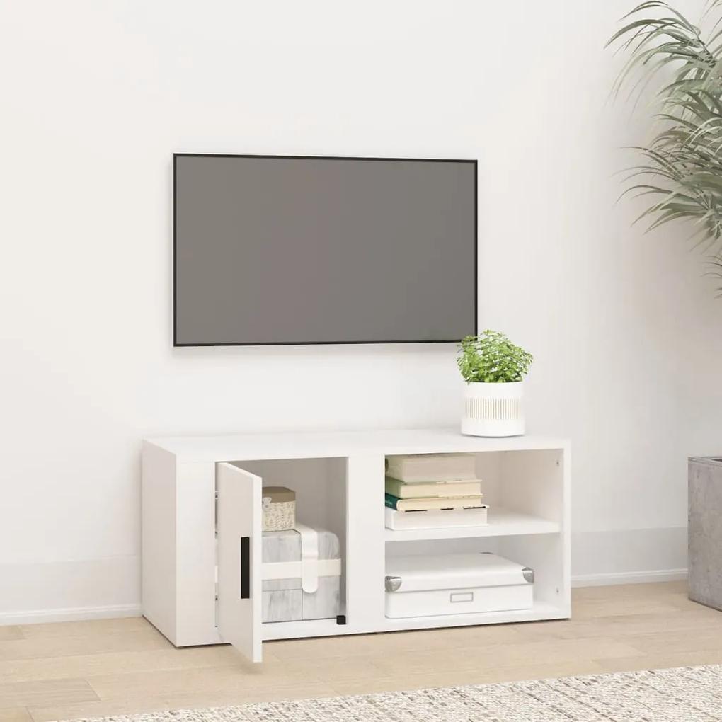 Comoda TV, alb, 80x31,5x36 cm, lemn prelucrat 1, Alb