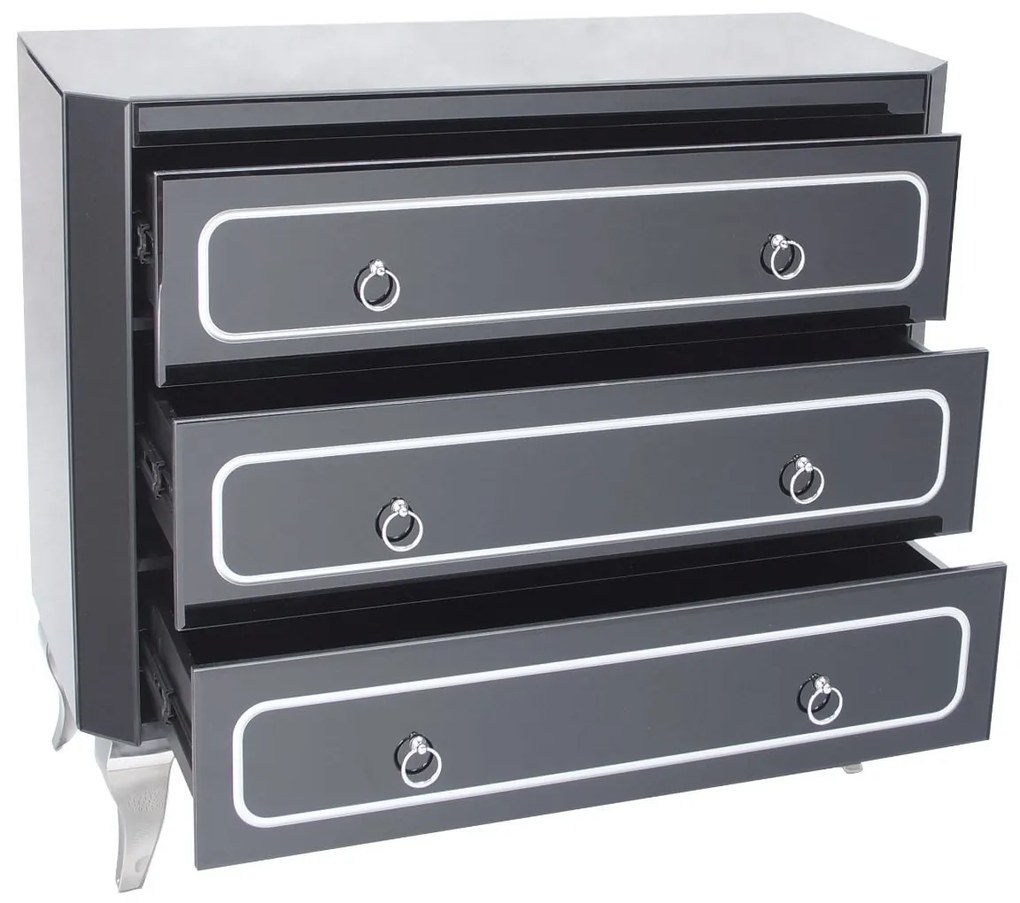 Comoda Marina II negru/silver – H78 cm