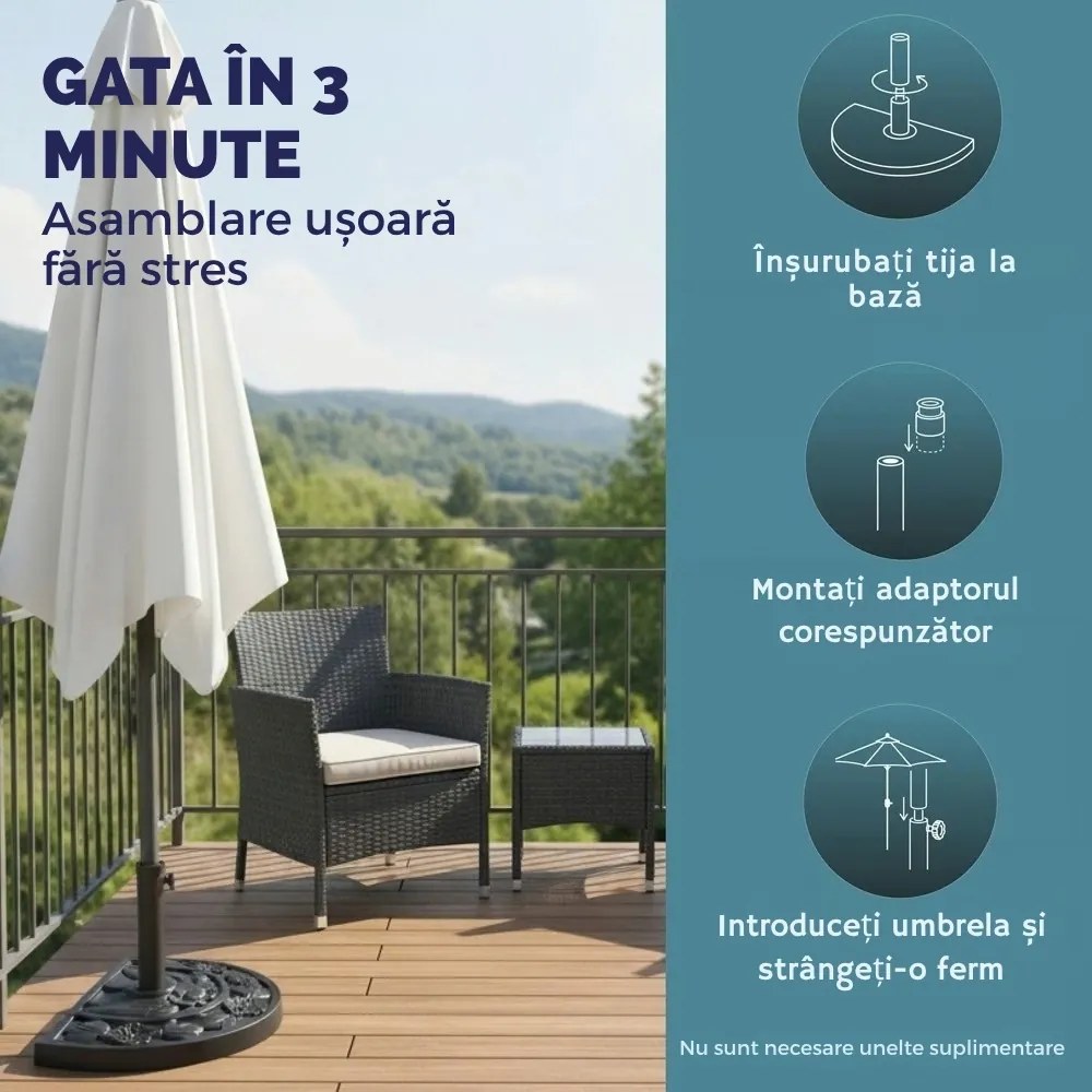 Suport pentru umbrelă SUMMER, semicircular, negru Deuba