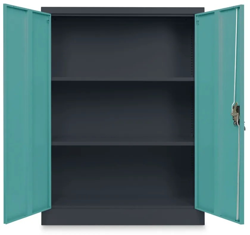 Dulap metalic universal mediu, 90 x 40 x 120 cm, încuietoare cu cilindru, verde - ral 6033