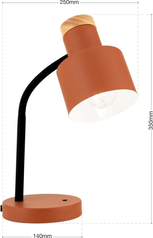 Lampa de birou Gili rosu coral