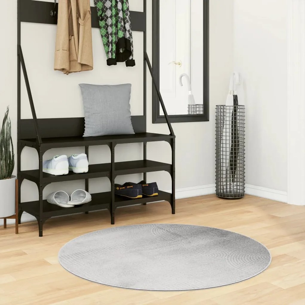 vidaXL Covor &quot;IZA&quot; aspect scandinav, cu fire scurte, gri, Ø 100 cm