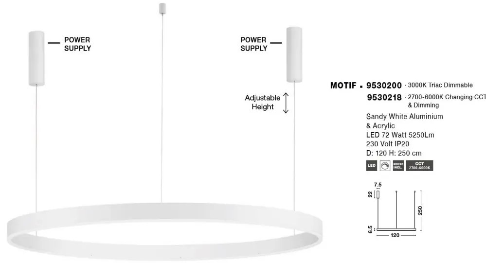 Lustra LED dimabila design circular MOTIF D-120cm
